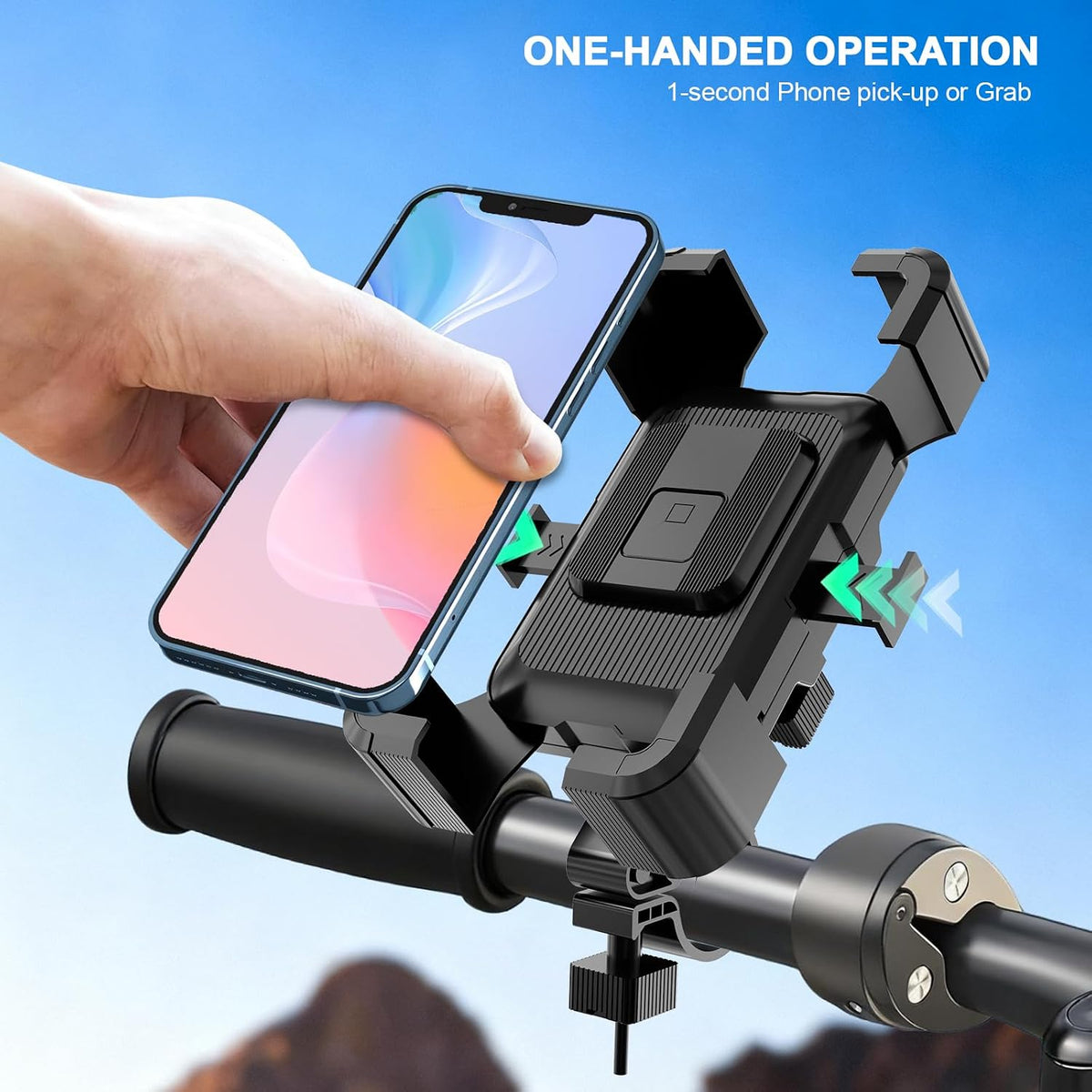 Bike Phone Mount Holder, Motorcycle Phone Mount, 3Rd-Gen anti Vibration for Scooter, E-Bicycle, Durable Phone Holder Handlebar[1S Release] Suitable for Smartphones 4.7-7.1",