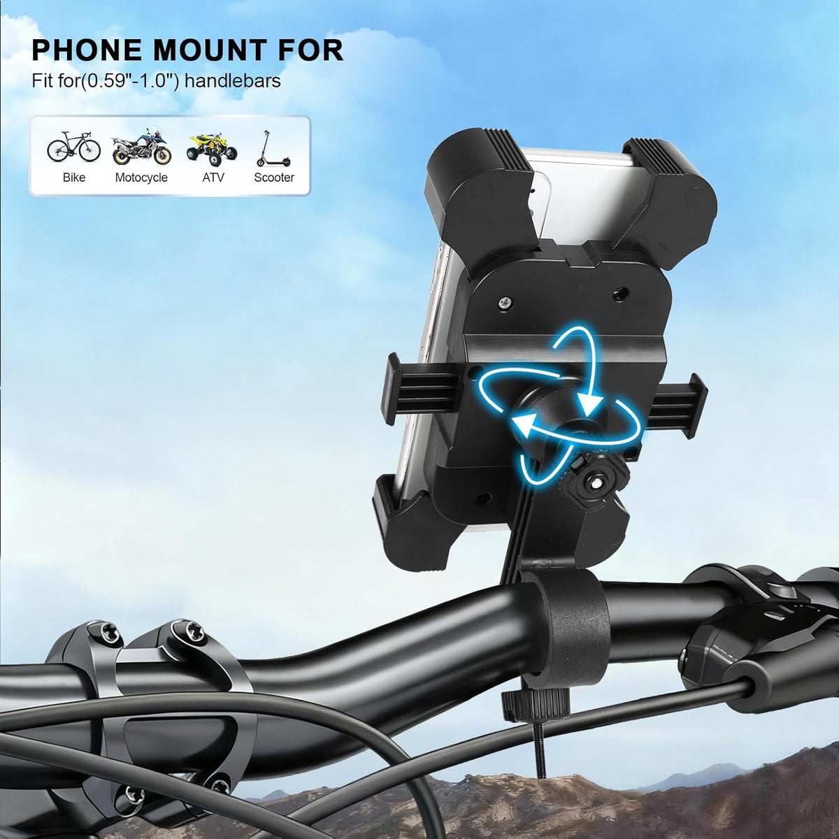 Bike Phone Mount Holder, Motorcycle Phone Mount, 3Rd-Gen anti Vibration for Scooter, E-Bicycle, Durable Phone Holder Handlebar[1S Release] Suitable for Smartphones 4.7-7.1",