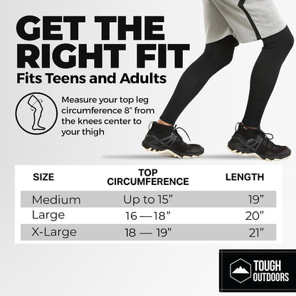 Elevate Your Game with Tough Outdoors Compression Leg Sleeves for Men & Women - Perfect for Basketball, Football, and Cycling