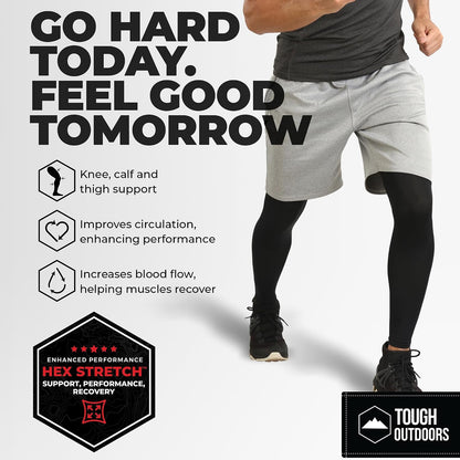 Elevate Your Game with Tough Outdoors Compression Leg Sleeves for Men & Women - Perfect for Basketball, Football, and Cycling
