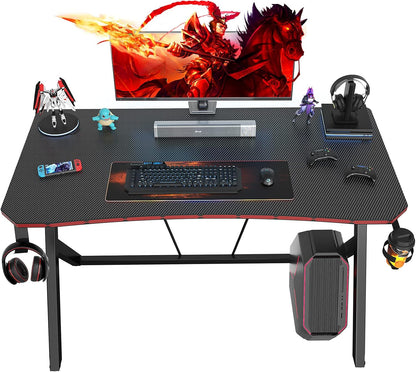 40 Inch Gaming Desk Gaming Computer Desk, PC Computer Desk Gamer Desk Workstation with Cup Holder and Headphone Hook